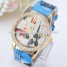 2015 new arrival rhinestone elegance eiffel tower lady watch